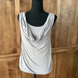 Gray layered top Loft Ann Taylor petite medium
